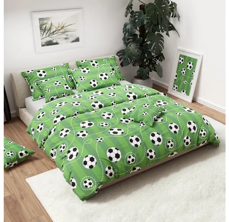 Lenjerie de pat din bumbac FOTBALL TIME verde Dimensiune lenjerie de pat: 70 x 90 cm | 140 x 200 cm