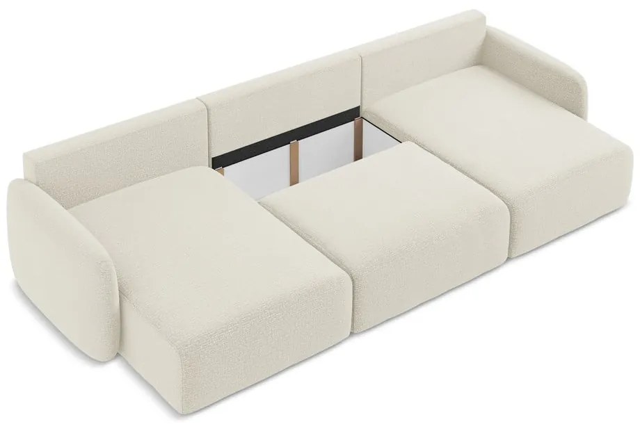 Colțar crem extensibil/cu spațiu de depozitare Kalena – Makamii