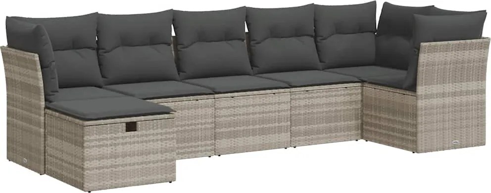 vidaXL Set canapele de grădină cu perne, 7piese gri deschis poliratan