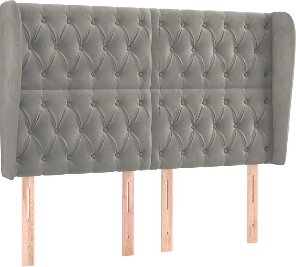 vidaXL Tăblie de pat cu aripioare gri deschis 147x23x118/128cm catifea
