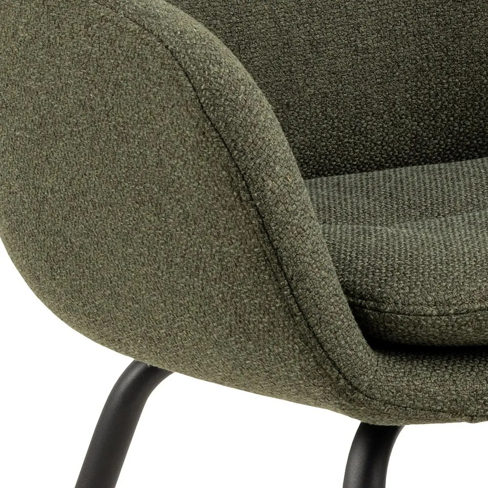 Scaun de sufragerie kaki cu cotiere tapițat Dora – Actona