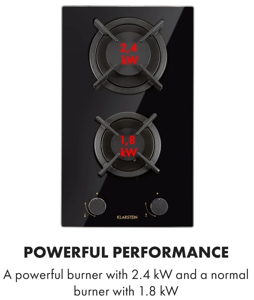 Goldflame Domino, plită pe gaz, 2 arzătoare din aramă, ceramică din sticlă