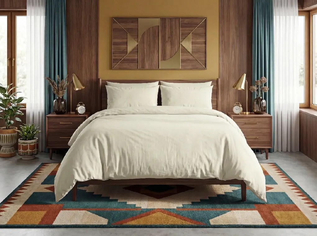 Lenjerie de pat din bumbac CALMORA bej deschis Dimensiune lenjerie de pat: 2 buc 70 x 90 cm | 200 x 220 cm