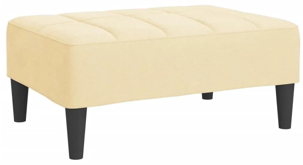 Canapea extensibila cu 2 locuri si taburet, crem, catifea Crem, Cu suport de picioare