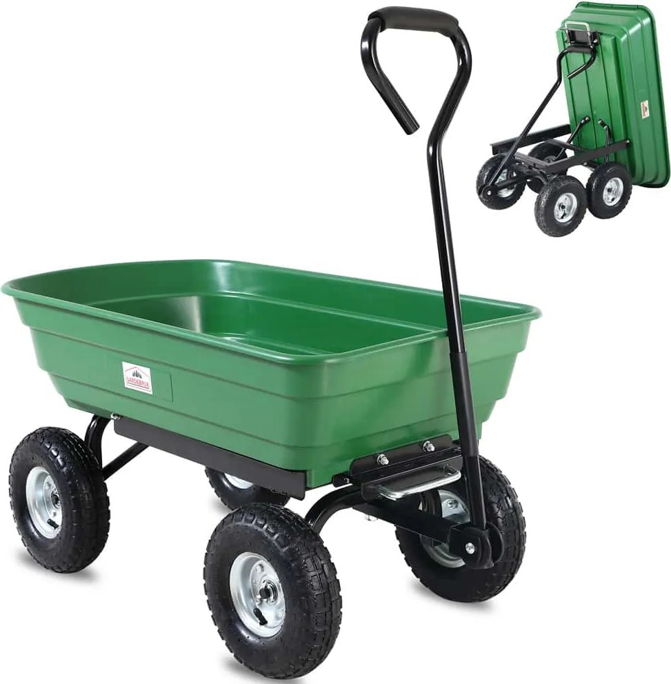 Cărucior de grădină JEREMY cu funcție de înclinare 51x103,5x92,5cm, verde Gardebruk