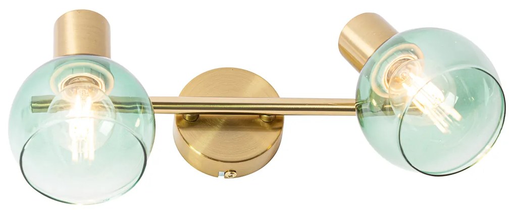 Spotlight Art Deco auriu cu sticlă verde cu 2 lumini - Vidro