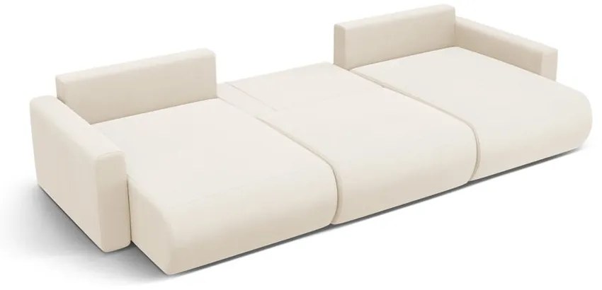 Colțar bej extensibil, cu spațiu de depozitare cu tapițerie din catifea (în formă de "U") Belfast – Cosmopolitan Design