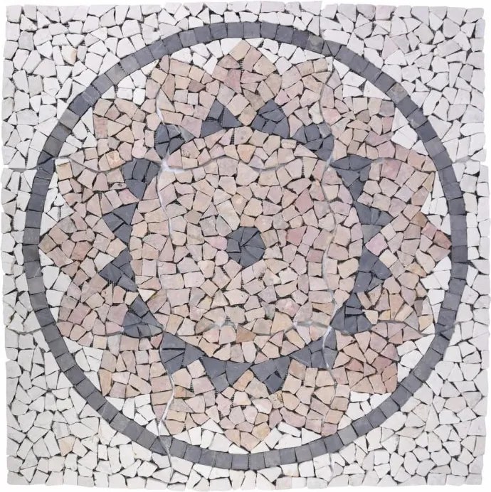 Mozaic din marmură, model soare, 90 x 90 cm