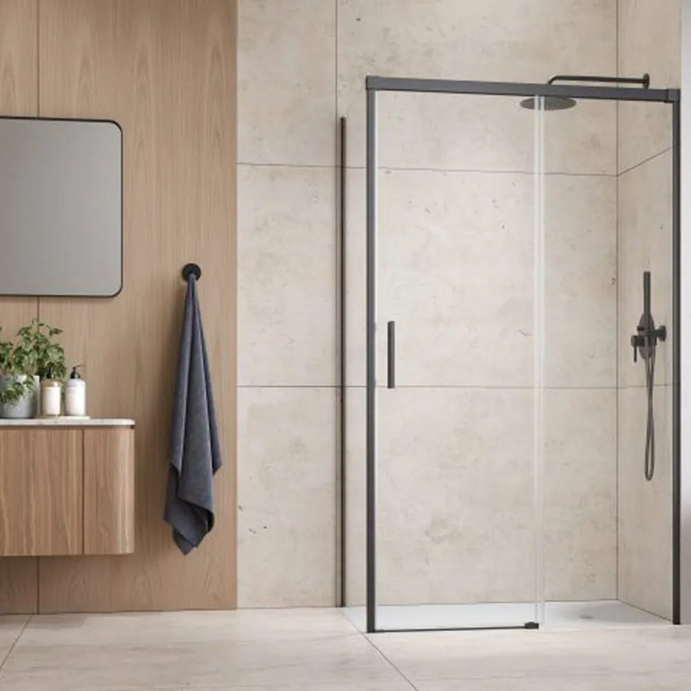 Cabina de dus dreptunghiulara cu usa glisanta Radaway Idea KDJ 120x100 cm finisaj GunMetal periat-transparent dreapta