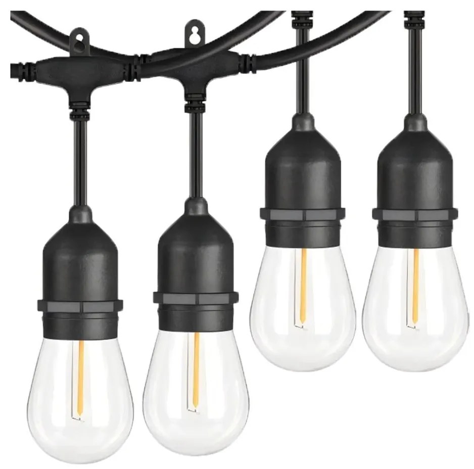 Instalație LED decorativă de exterior 10xE27/1W/230V 10 m IP65 negru
