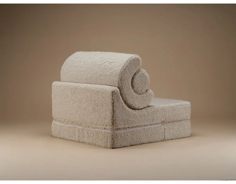 Fotoliu pentru copii maro deschis cu tapițerie din țesătură bouclé Flipster – Wigiwama