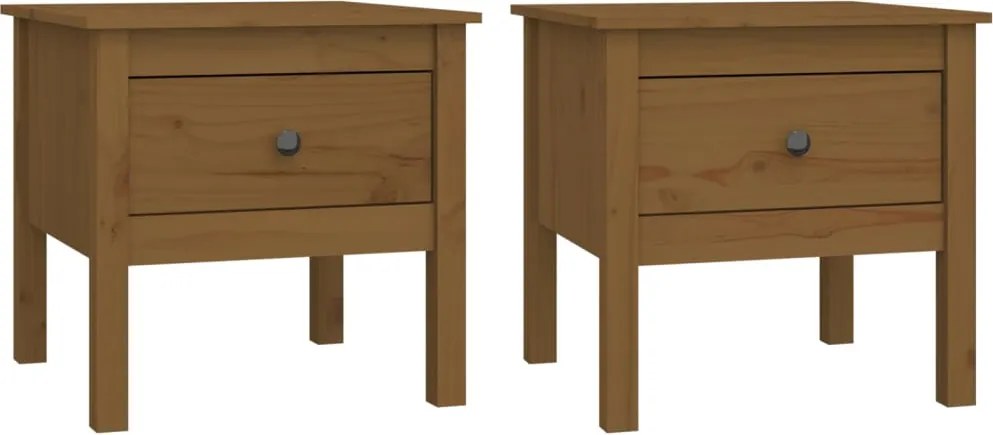 vidaXL Mese laterale 2 buc. maro miere 50x50x49 cm lemn masiv de pin