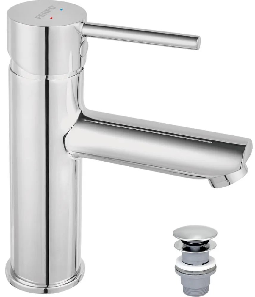 FERRO - Baterie pentru lavoar + ventil click-clack FIESTA crom lucios