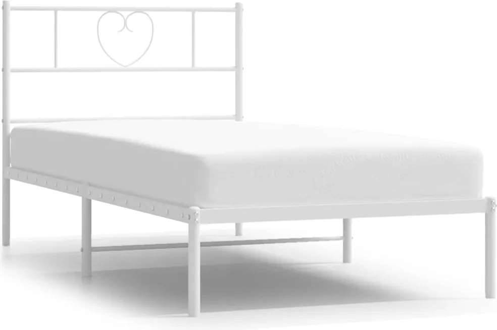 vidaXL Cadru pat metalic cu tăblie, alb, 90x200 cm