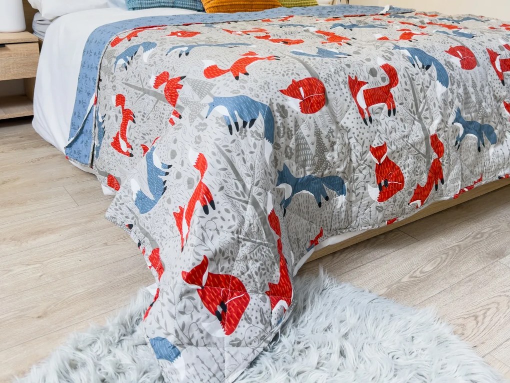 Cuvertura de pat FOXIVA gri, 100% bumbac Dimensiune: 170 x 210 cm