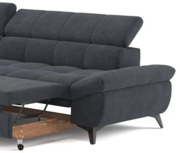 Canapea colțar extensibilă în L MARANO stânga negru