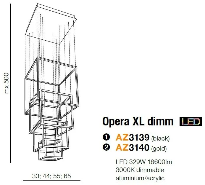 Lustra LED XXL design modern casa scarii Opera XL aurie ZZ AZ3140