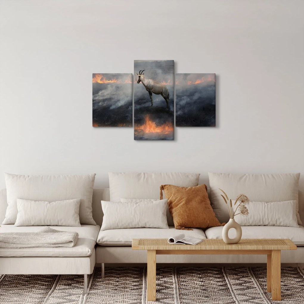 Tablou cu capră de munte în foc (90x60 cm)