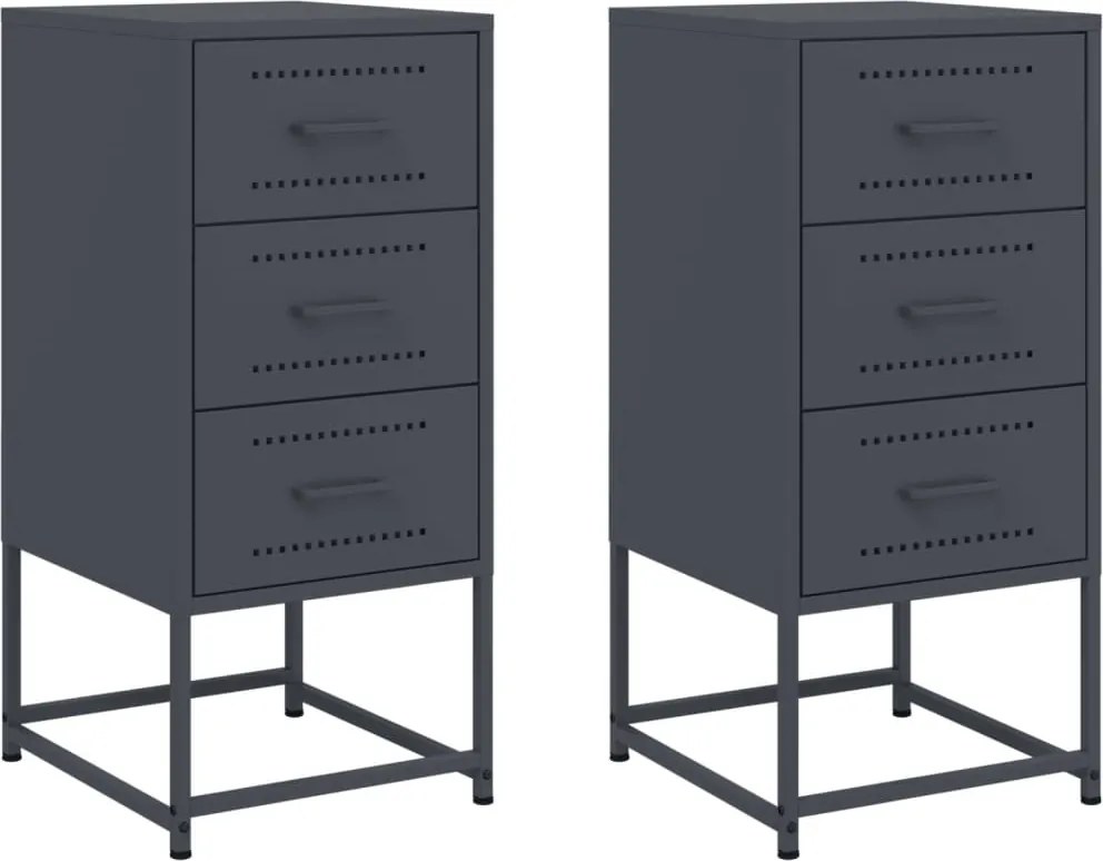 vidaXL Noptiere, 2 buc., antracit, 36x39x78 cm, oțel