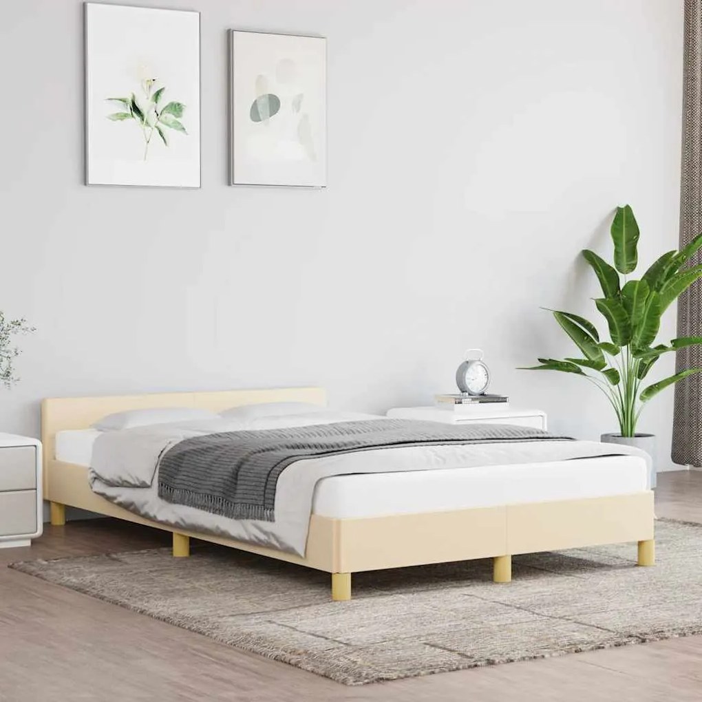 vidaXL Cadru de pat fără saltea, crem, 120x200 cm, textil