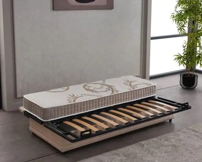 Canapea extensibila cu saltea relaxa si husa detasabila Genova, maro