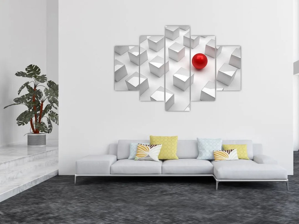 Tablou cu abstracție - cub cu bilă (150x105 cm)