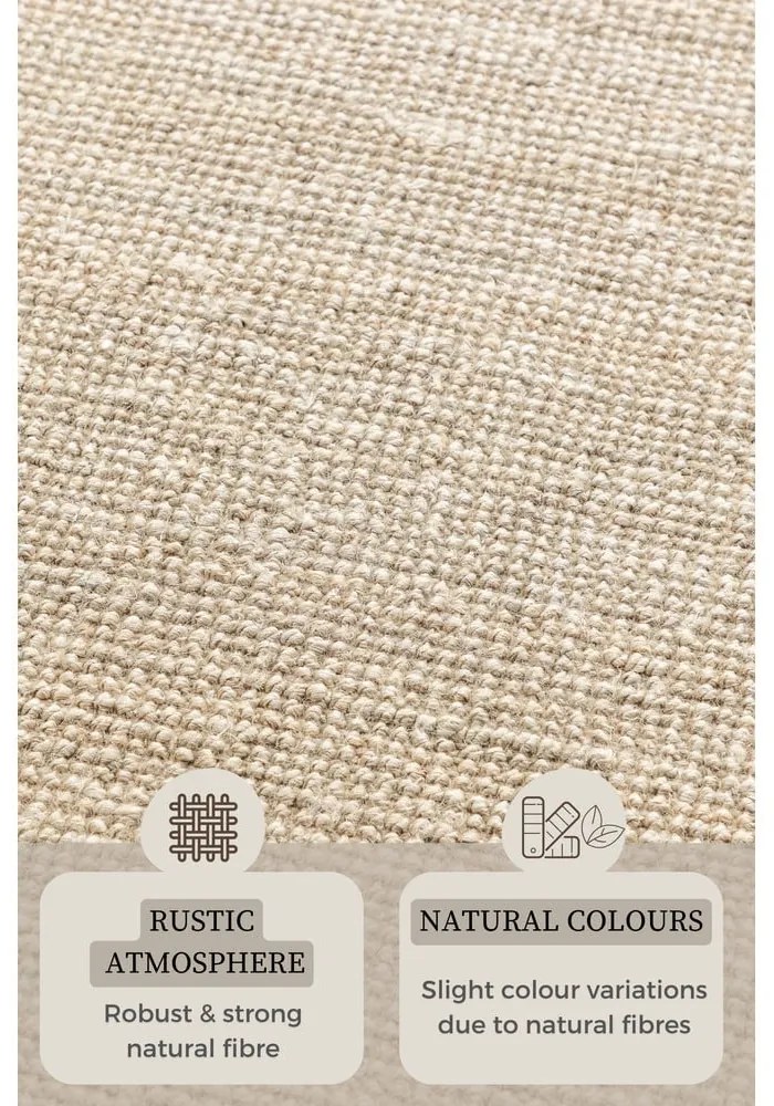 Covor crem din iută 190x280 cm Bouclé – Hanse Home