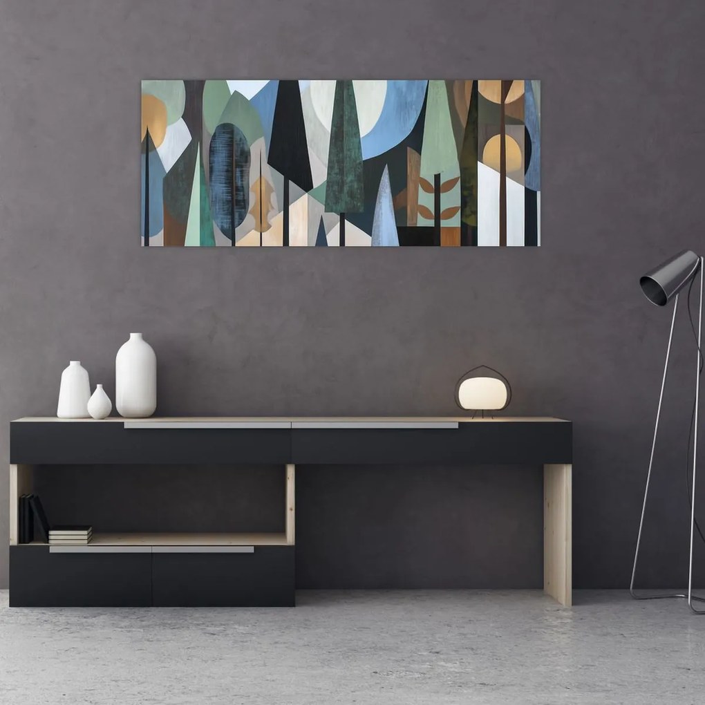 Tablou - Abstracție geometrică naturală II. (120x50 cm)