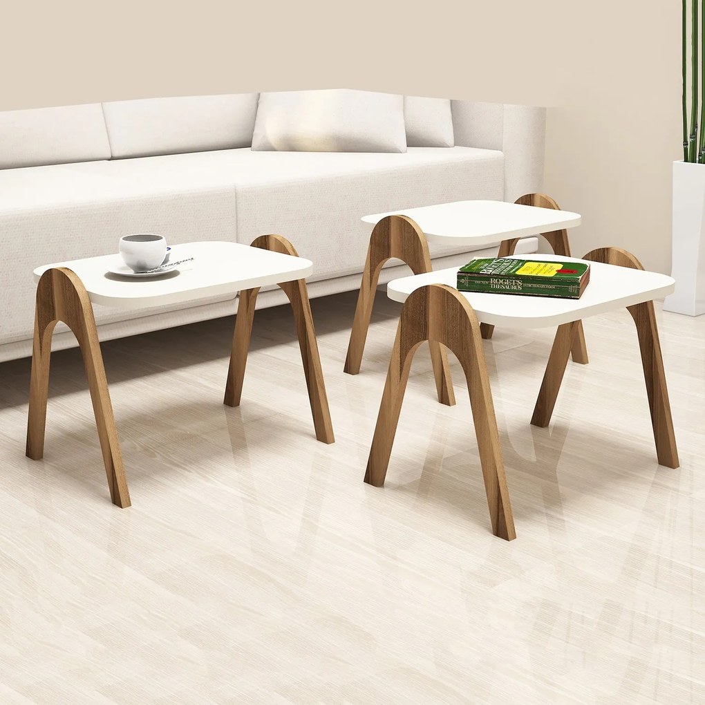 Set măsuțe de cafea Parid (Nuc + Crem). 1071849
