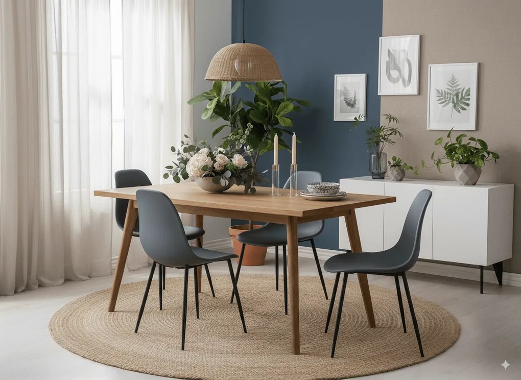 OFERTA Scaun OSAKA gri ardezie cu picioare negre a II-a calitate