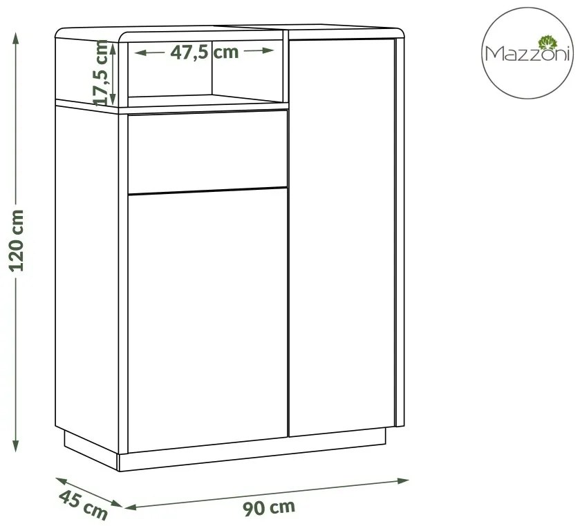 Mazzoni Set de mobilier FOLK Antracit (gri închis)/Stejar Artisan - MOBILIER MODERN PENTRU CAMERA DE ZI CU COMODĂ MIC TV