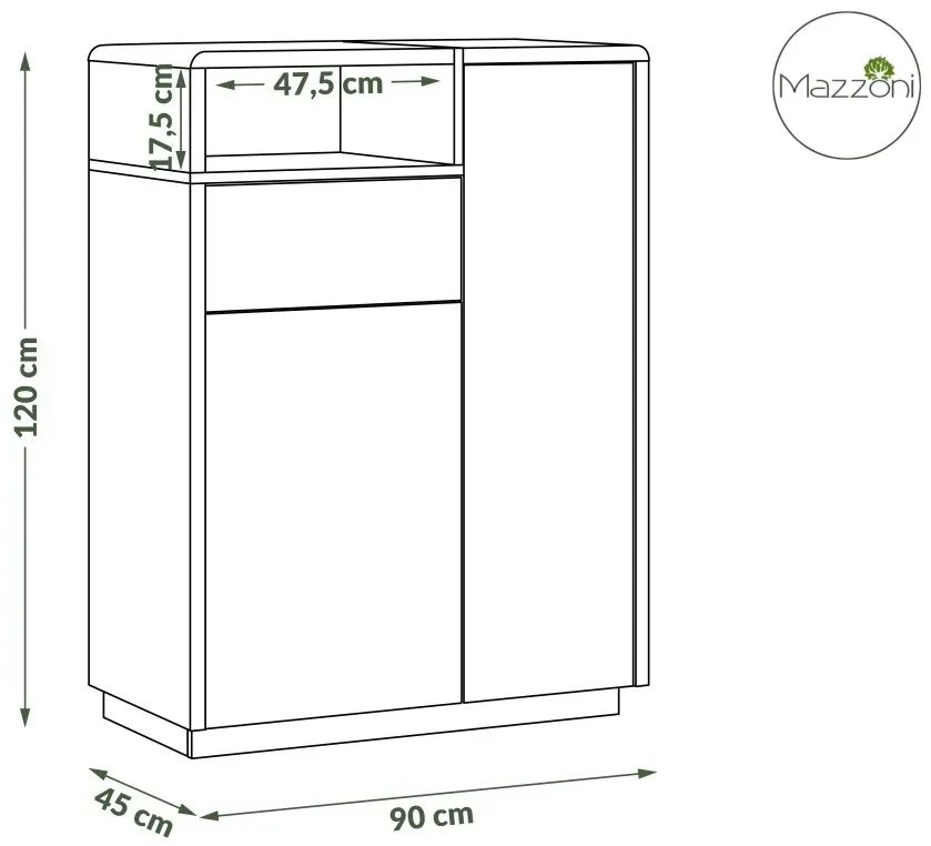 Mazzoni Set de mobilier FOLK Antracit (gri închis)/Stejar Artisan