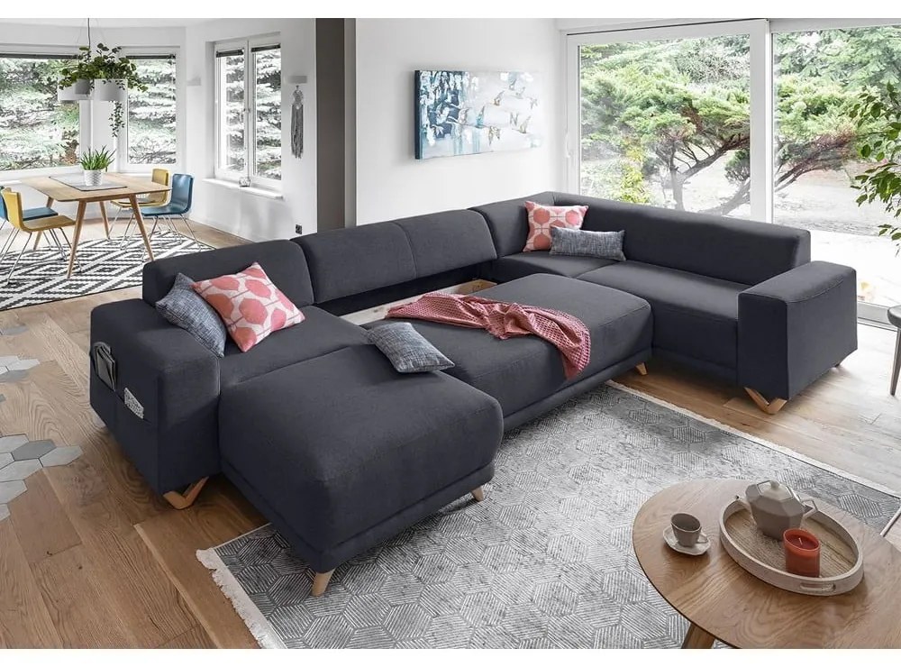 Colțar gri antracit extensibil/cu spațiu de depozitare (cu colț pe partea dreaptă/în formă de "U") Classy Sophie – Miuform