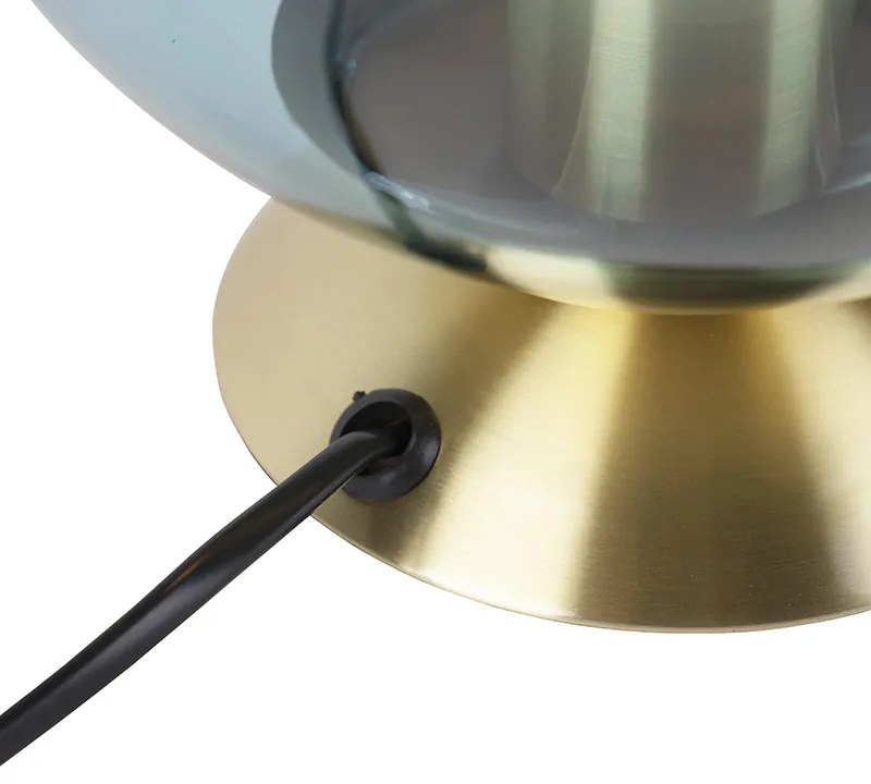 Lampă de masă Art Deco din alamă cu sticlă albastră - Pallon