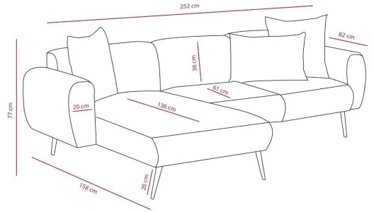Colțar în formă de L PISA, crem, cu orientare pe stânga