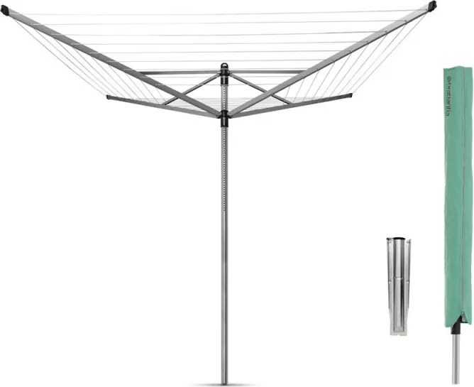 Uscator de rufe pentru exterior Brabantia Lift-O-Matic 90300270, 60 m, Inaltime reglabila, Suport metalic, Husa, Rezistent la coroziune, Inox
