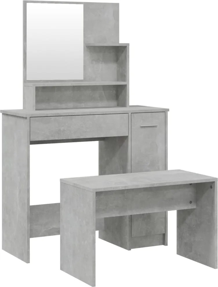 vidaXL Set măsuță de toaletă, gri beton, 86,5x35x136 cm
