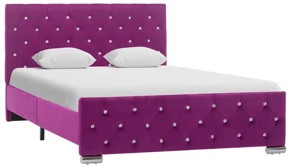 286819 vidaXL Cadru de pat, violet, 120 x 200 cm, catifea