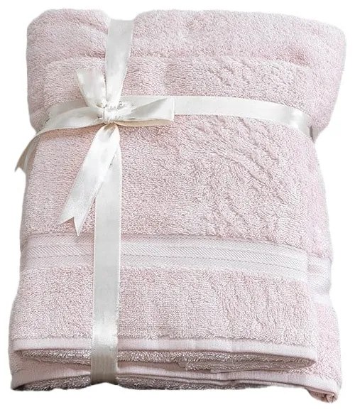 Prosoape de baie roz-deschis 2 buc. din bumbac din frotir – Foutastic