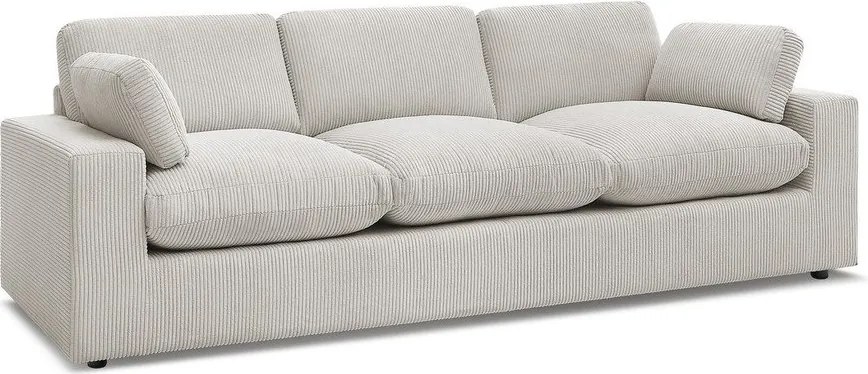 Canapea bej cu tapițerie din catifea reiată 250 cm Belair – Bobochic Paris