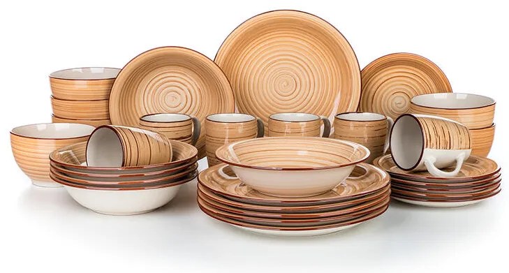 Set de masă ceramic SPIRAL BROWN 30 piese
