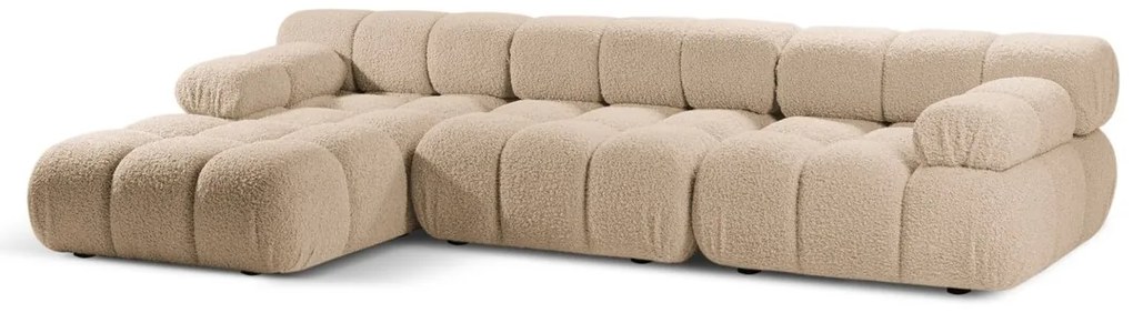 Coltar modular stanga 4 locuri, Bellis-213, Micadoni Home, 282x155x70 cm, tesatura boucle, bej sand