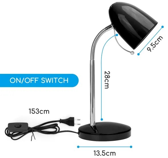 Lampă de masă 1xE27/36W/230V neagră/crom Aigostar