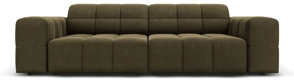 Canapea Jennifer cu 3 locuri si tapiterie din catifea, verde