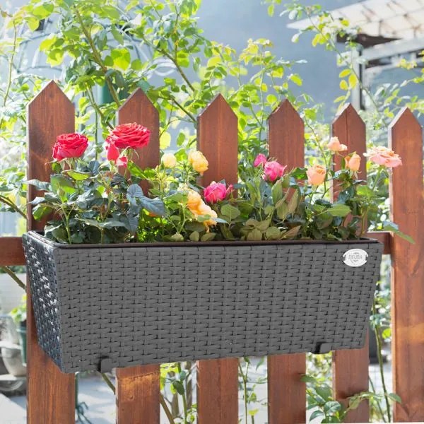Deuba Ghiveci Polyrattan negru 2 buc