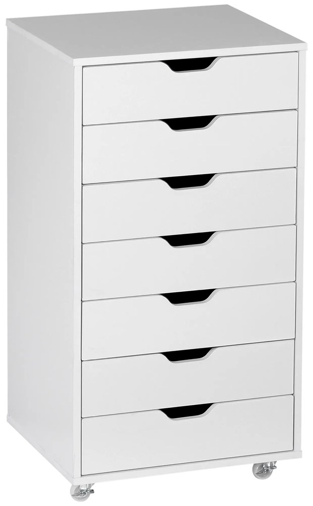 Vinsetto Caisson de bureau cu roți mobilier depozitare birou cu 7 sertare organizator pentru documente, format A4 sau scrisori | Aosom Romania