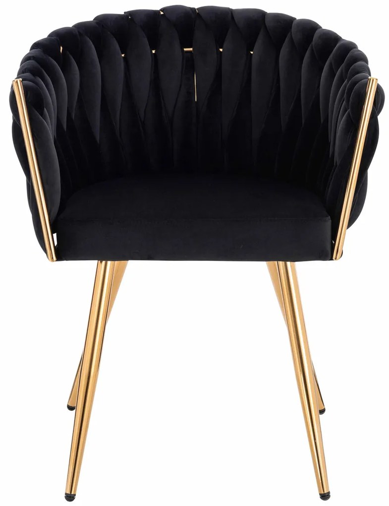 HR750 Scaun cu picioare Aurie Neagră din Catifea