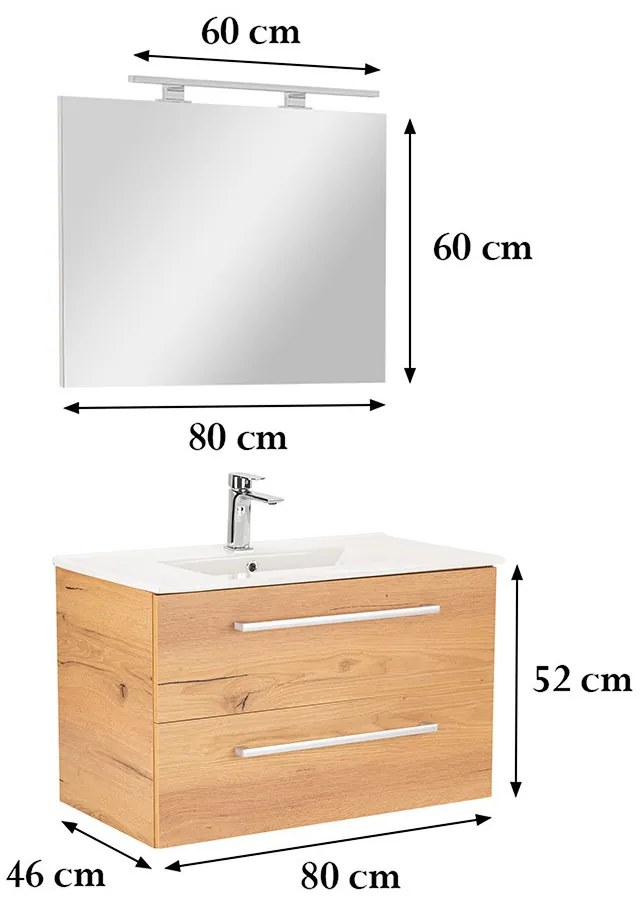 Mobilier complet de baie Vario Clam 80 stejar-stejar