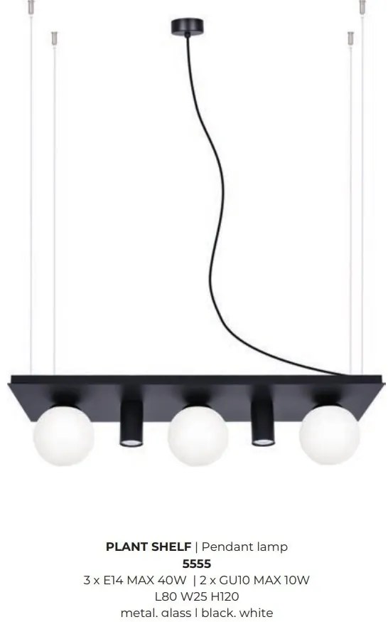 Lustra suspendata cu suport pentru plante PLANT SHELF
