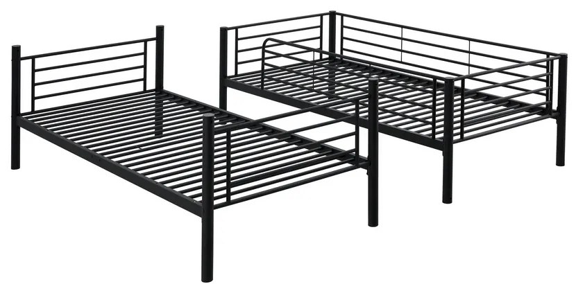 Pat supraetajat 90 x 200 cm, supraetajat, negru